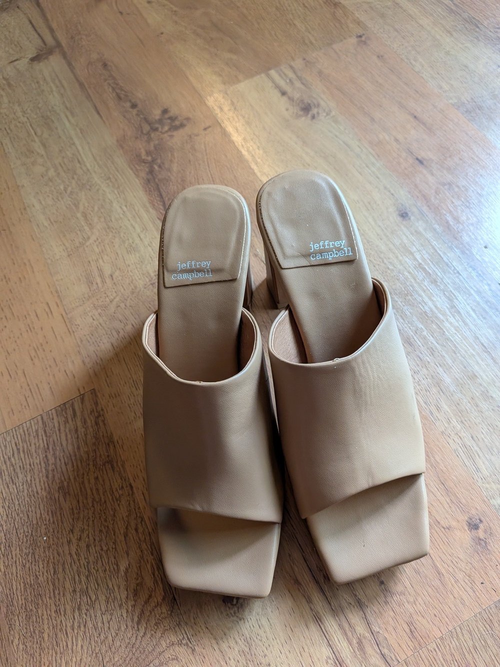 Jeffrey Campbell Tan Square-Toe Block Heel Mules - Picture 2 of 3
